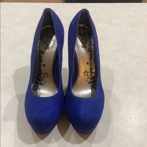 Brash/ Blue Suede Platform Heels